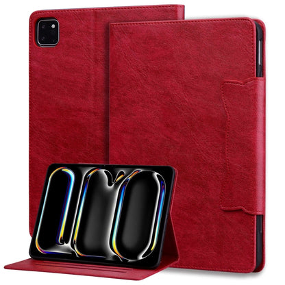 For iPad Pro 13 2025 / 2024 Cat Buckle Leather Smart Tablet Case(Red) by bashfashion