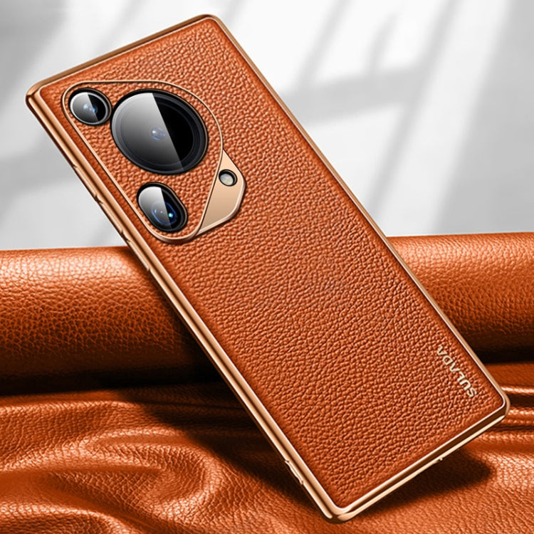 For Huawei Pura 70 Ultra SULADA TPU + Litchi Texture Leather Phone Case(Orange) by SULADA