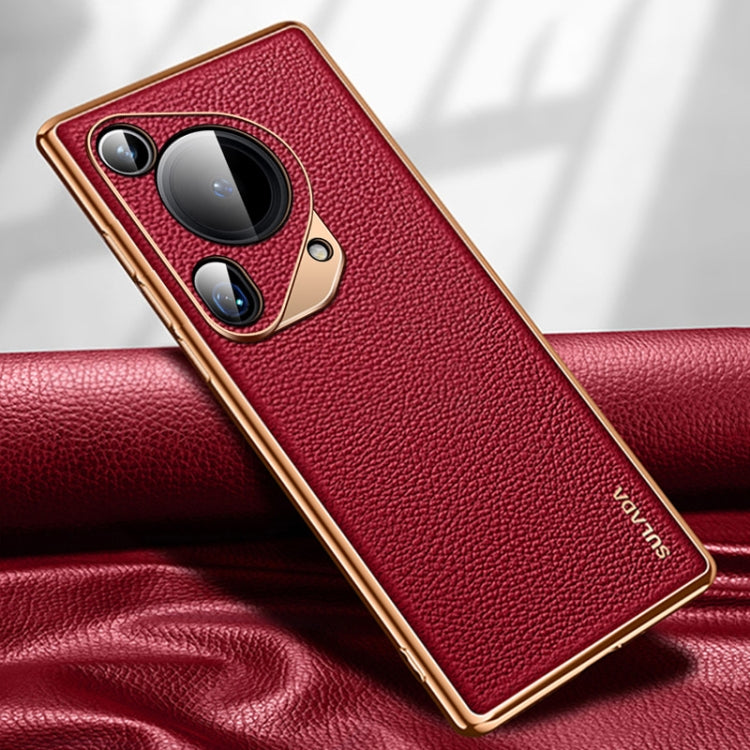 For Huawei Pura 70 Ultra SULADA TPU + Litchi Texture Leather Phone Case(Red) by SULADA