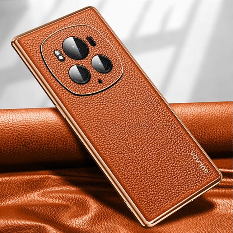 For Honor Magic6 Pro SULADA TPU + Litchi Texture Leather Phone Case(Orange) by SULADA