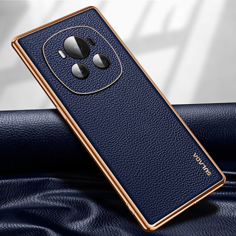 For Honor Magic6 SULADA TPU + Litchi Texture Leather Phone Case(Blue) by SULADA