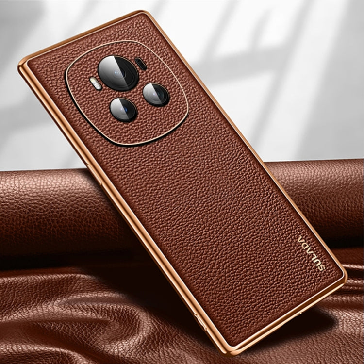 For Honor Magic6 SULADA TPU + Litchi Texture Leather Phone Case(Brown) by SULADA