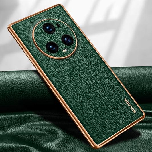 For Honor Magic5 Pro SULADA TPU + Litchi Texture Leather Phone Case(Green) by SULADA