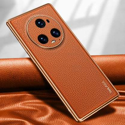For Honor Magic5 Pro SULADA TPU + Litchi Texture Leather Phone Case(Orange) by SULADA