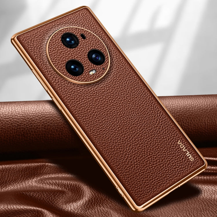 For Honor Magic5 Pro SULADA TPU + Litchi Texture Leather Phone Case(Brown) by SULADA