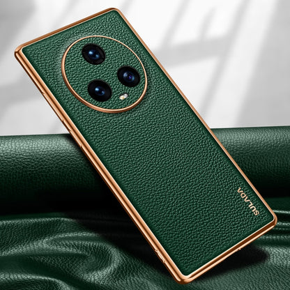For Honor Magic5 SULADA TPU + Litchi Texture Leather Phone Case(Green) by SULADA