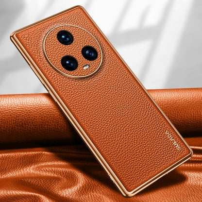 For Honor Magic5 SULADA TPU + Litchi Texture Leather Phone Case(Orange) by SULADA