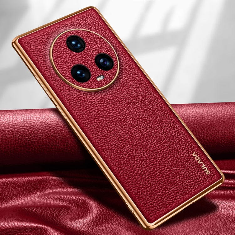 For Honor Magic5 SULADA TPU + Litchi Texture Leather Phone Case(Red) by SULADA
