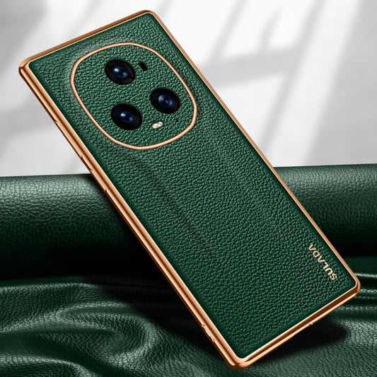 For Honor Magic5 Ultimate SULADA TPU + Litchi Texture Leather Phone Case(Green) by SULADA