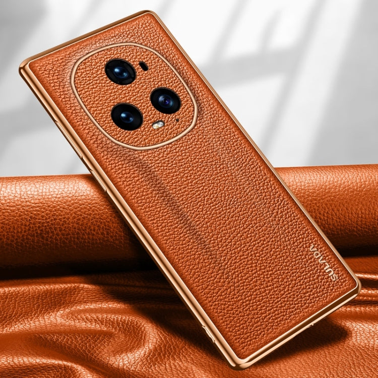 For Honor Magic5 Ultimate SULADA TPU + Litchi Texture Leather Phone Case(Orange) by SULADA