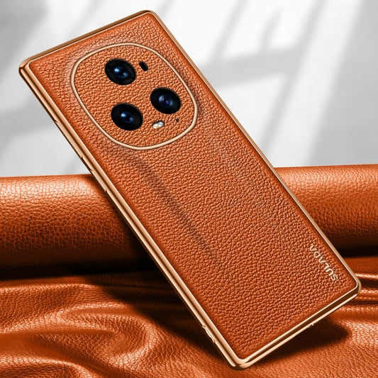 For Honor Magic5 Ultimate SULADA TPU + Litchi Texture Leather Phone Case(Orange) by SULADA