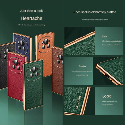 For Honor Magic5 SULADA TPU + Litchi Texture Leather Phone Case(Green) by SULADA