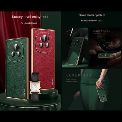 For Honor Magic5 Ultimate SULADA TPU + Litchi Texture Leather Phone Case(Black) by SULADA