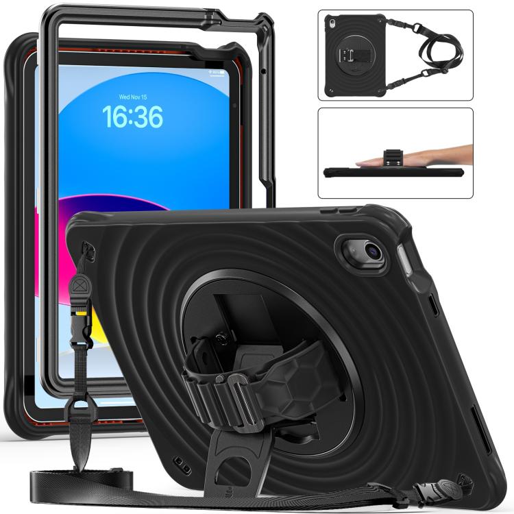 For iPad 2025 / 2022 Rotation Holder Silicone Hybrid PC Tablet Case(Black) by bashfashion