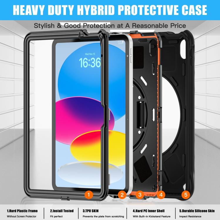 For iPad 2025 / 2022 Rotation Holder Silicone Hybrid PC Tablet Case(Black) by bashfashion