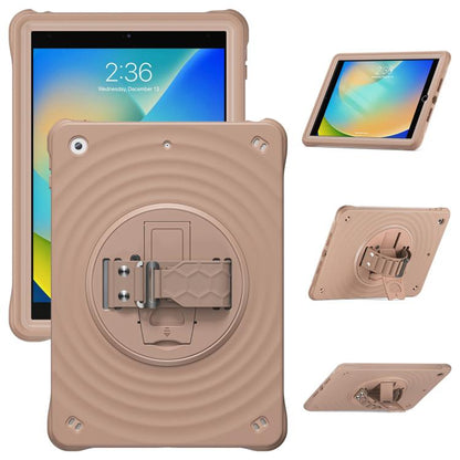 For iPad 10.2 2021 / 2020 / 2019 Rotation Holder Silicone Hybrid PC Tablet Case(Light Coffee) by bashfashion