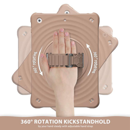For iPad 10.2 2021 / 2020 / 2019 Rotation Holder Silicone Hybrid PC Tablet Case(Light Coffee) by bashfashion