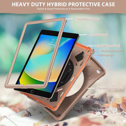 For iPad 10.2 2021 / 2020 / 2019 Rotation Holder Silicone Hybrid PC Tablet Case(Light Coffee) by bashfashion