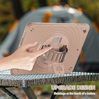 For iPad 10.2 2021 / 2020 / 2019 Rotation Holder Silicone Hybrid PC Tablet Case(Light Coffee) by bashfashion