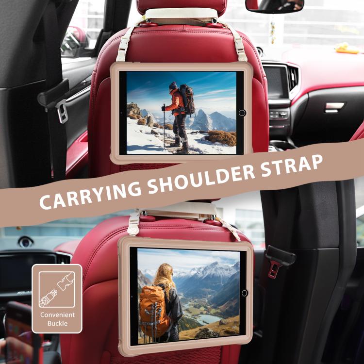 For iPad 10.2 2021 / 2020 / 2019 Rotation Holder Silicone Hybrid PC Tablet Case(Light Coffee) by bashfashion