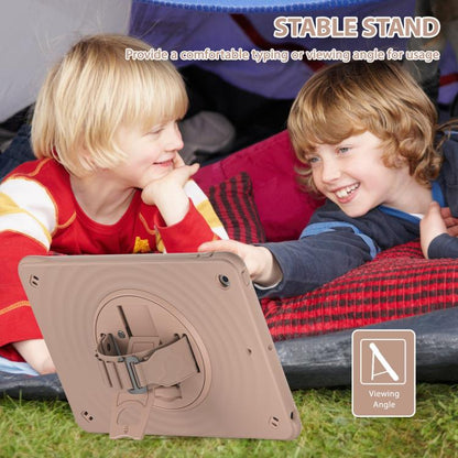 For iPad 10.2 2021 / 2020 / 2019 Rotation Holder Silicone Hybrid PC Tablet Case(Light Coffee) by bashfashion