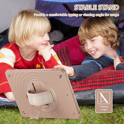 For iPad 10.2 2021 / 2020 / 2019 Rotation Holder Silicone Hybrid PC Tablet Case(Light Coffee) by bashfashion