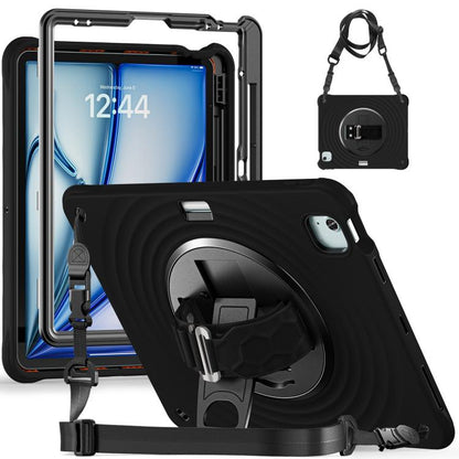 For iPad Air 13 2025 / 2024 Rotation Holder Silicone Hybrid PC Tablet Case(Black) by bashfashion