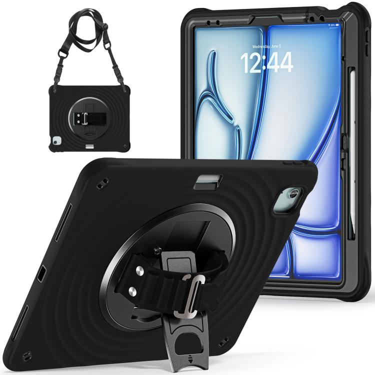 For iPad Air 13 2025 / 2024 Rotation Holder Silicone Hybrid PC Tablet Case(Black) by bashfashion