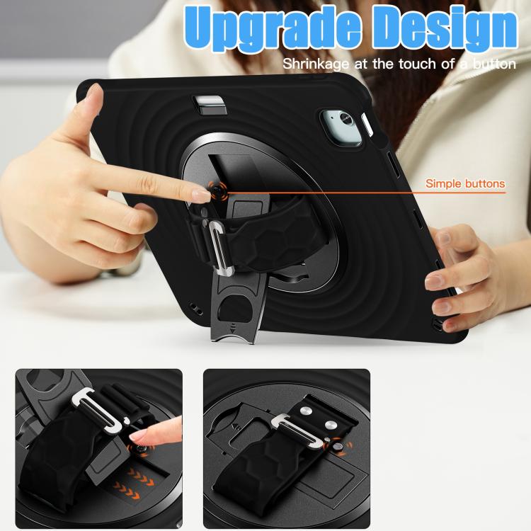 For iPad Air 13 2025 / 2024 Rotation Holder Silicone Hybrid PC Tablet Case(Black) by bashfashion