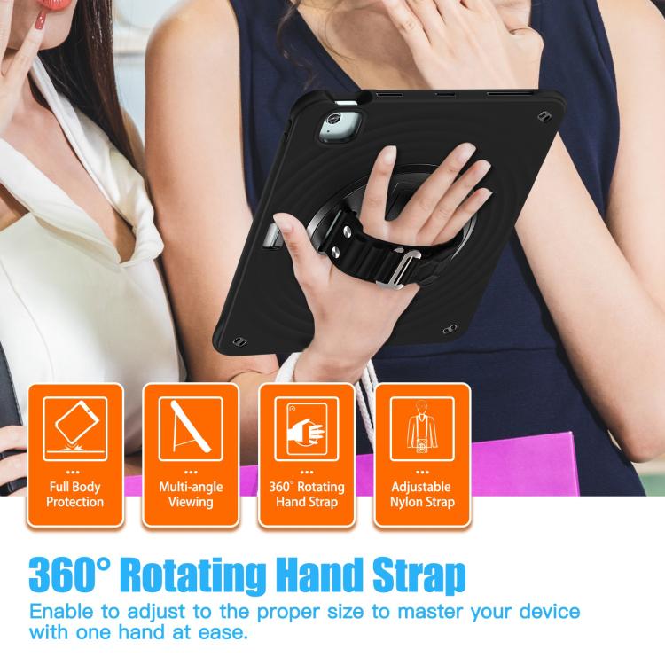 For iPad Air 13 2025 / 2024 Rotation Holder Silicone Hybrid PC Tablet Case(Black) by bashfashion
