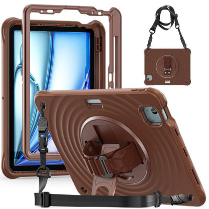 For iPad Air 11 2025 / 2024 Rotation Holder Silicone Hybrid PC Tablet Case(Chocolate) by bashfashion