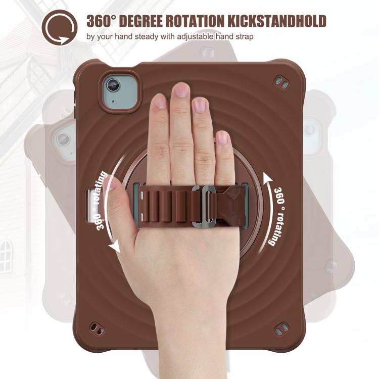 For iPad Air 11 2025 / 2024 Rotation Holder Silicone Hybrid PC Tablet Case(Chocolate) by bashfashion