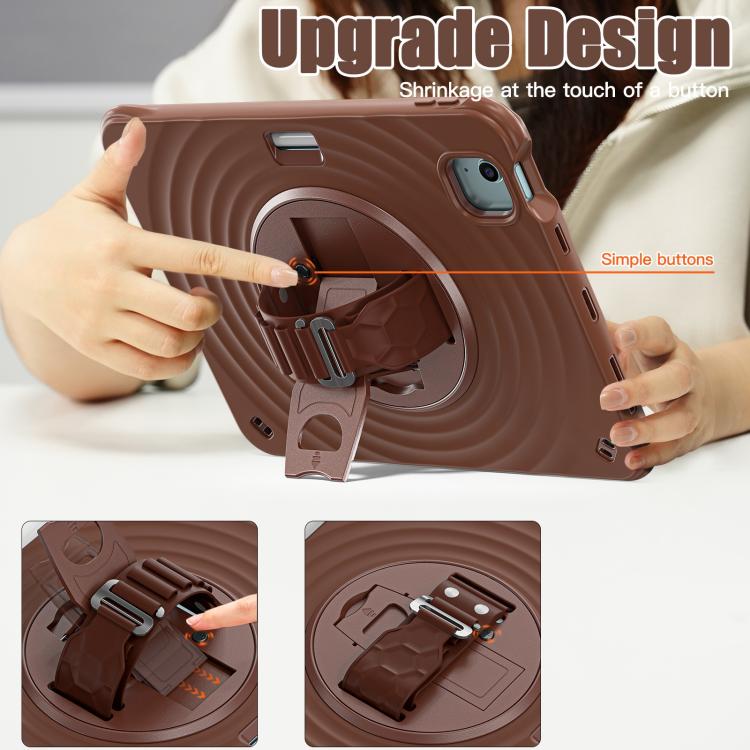 For iPad Air 11 2025 / 2024 Rotation Holder Silicone Hybrid PC Tablet Case(Chocolate) by bashfashion