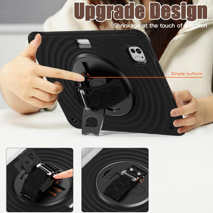 For iPad Pro 11 2025 / 2024 Rotation Holder Silicone Hybrid PC Tablet Case(Black) by bashfashion