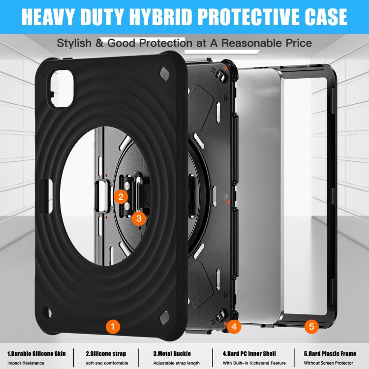 For iPad Pro 11 2025 / 2024 Rotation Holder Silicone Hybrid PC Tablet Case(Black) by bashfashion