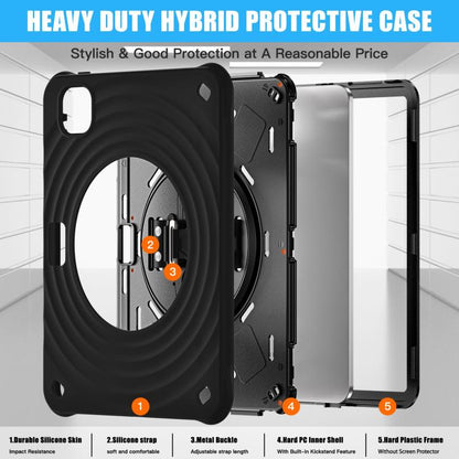 For iPad Pro 11 2025 / 2024 Rotation Holder Silicone Hybrid PC Tablet Case(Black) by bashfashion