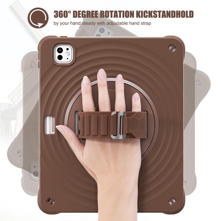 For iPad Pro 13 2025 / 2024 Rotation Holder Silicone Hybrid PC Tablet Case(Chocolate) by bashfashion