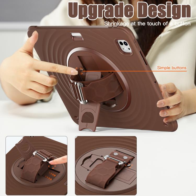 For iPad Pro 13 2025 / 2024 Rotation Holder Silicone Hybrid PC Tablet Case(Chocolate) by bashfashion