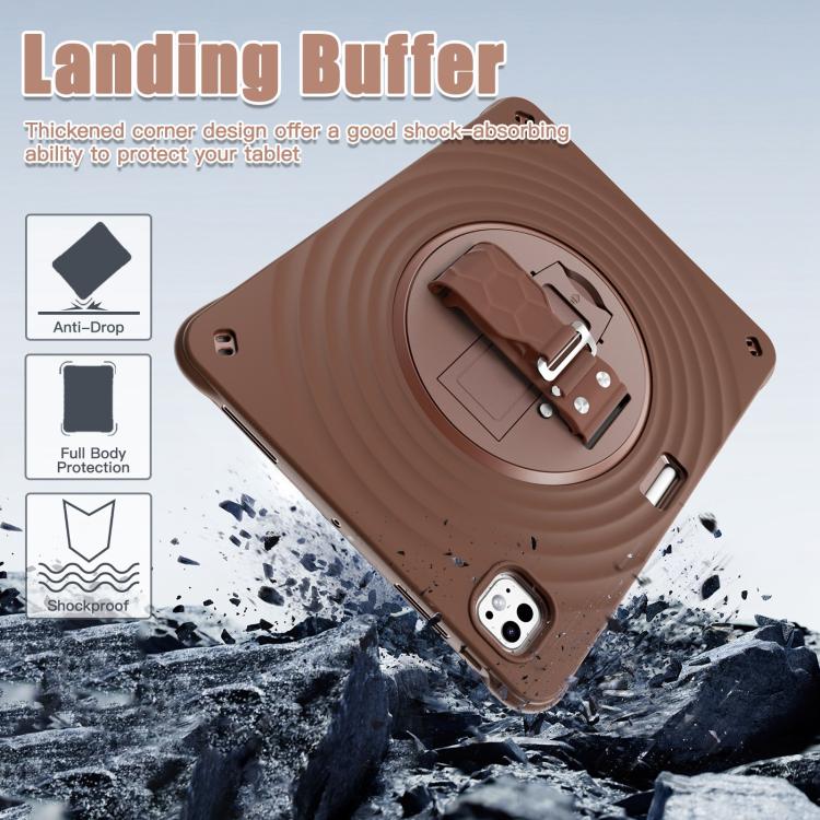 For iPad Pro 13 2025 / 2024 Rotation Holder Silicone Hybrid PC Tablet Case(Chocolate) by bashfashion