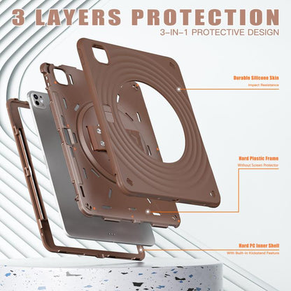 For iPad Pro 13 2025 / 2024 Rotation Holder Silicone Hybrid PC Tablet Case(Chocolate) by bashfashion