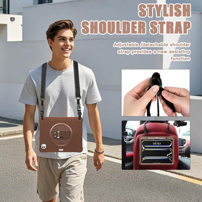 For iPad Pro 13 2025 / 2024 Rotation Holder Silicone Hybrid PC Tablet Case(Chocolate) by bashfashion