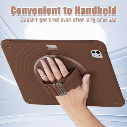For iPad Pro 13 2025 / 2024 Rotation Holder Silicone Hybrid PC Tablet Case(Chocolate) by bashfashion