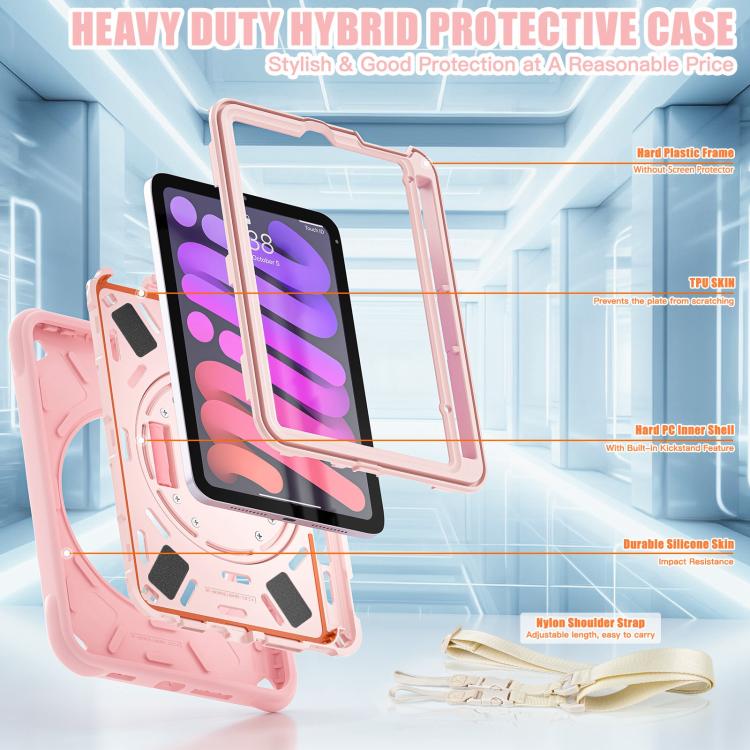 For iPad mini 2024 / mini 6 Rotation Holder Silicone Hybrid PC Tablet Case(Pink) by bashfashion