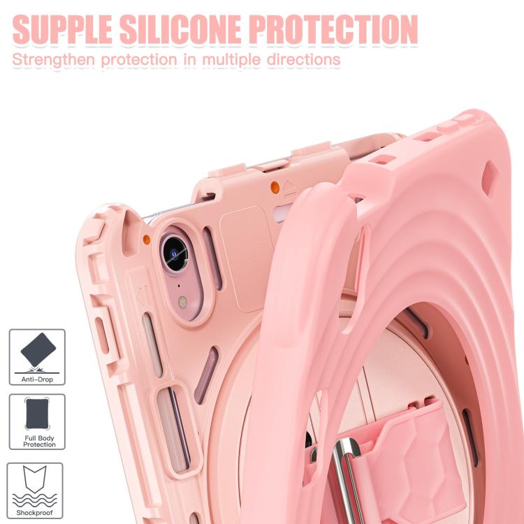 For iPad mini 2024 / mini 6 Rotation Holder Silicone Hybrid PC Tablet Case(Pink) by bashfashion