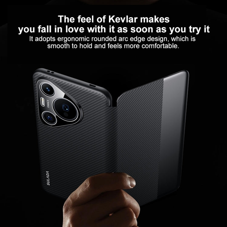 For Huawei Pura 70 Ultra SULADA Kevlar 600D Texture Smart Window Leather Phone Case(Black) by SULADA