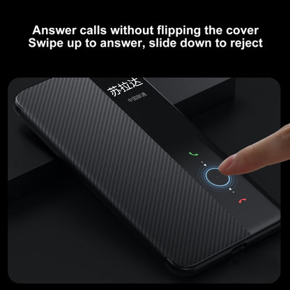 For Huawei Mate 60 SULADA Kevlar 600D Texture Smart Window Leather Phone Case(Purple) by SULADA