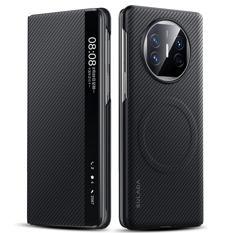 For Huawei Mate X5 SULADA Kevlar 600D Texture Smart Window Leather Phone Case(Black) by SULADA