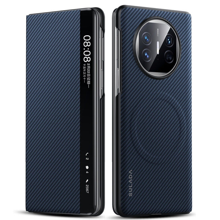 For Huawei Mate X5 SULADA Kevlar 600D Texture Smart Window Leather Phone Case(Blue) by SULADA