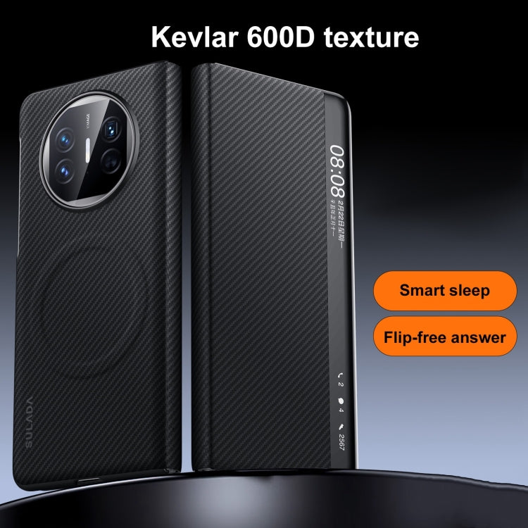For Huawei Mate X5 SULADA Kevlar 600D Texture Smart Window Leather Phone Case(Blue) by SULADA