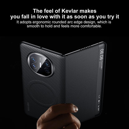 For Huawei Mate X6 SULADA Kevlar 600D Texture Smart Window Leather Phone Case(Black) by SULADA